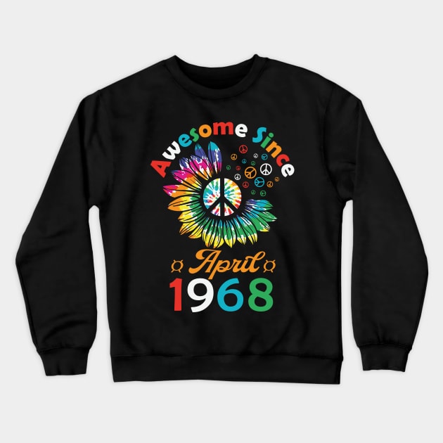 Funny Birthday Quote, Awesome Since April 1968, Retro Birthday Crewneck Sweatshirt by Estrytee